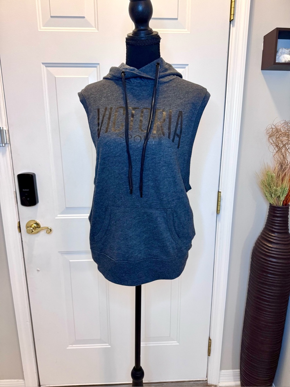 Victoria Secret Sport Sleeveless Hooded Sweatshirt - Charcoal